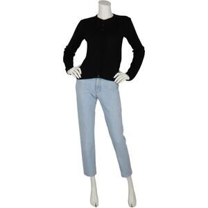 Agnes B France Made Merino Wool Black Cardigan Sweater XS